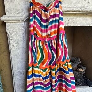 Farm Rio Dancing Stripes Maxi Skirt